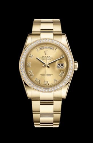 Rolex Day-Date 36 Yellow Gold Diamonds / Oyster / Champagne Roman