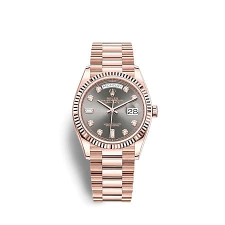 Rolex Day-Date 36 Everose Gold / Fluted / Slate - Diamond / President