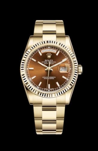 Rolex Day-Date 36 Yellow Gold Fluted / Oyster / Cognac