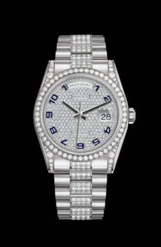 Rolex Day-Date 36 White Gold Diamonds / President Diamond / Paved