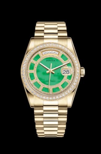Rolex Day-Date 36 Yellow Gold Diamonds / President / Green Jade Carousel