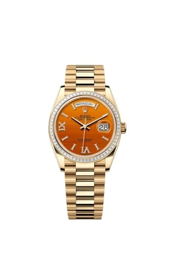 Rolex Day-Date 36 Yellow Gold - Baguette / Carnelian / President