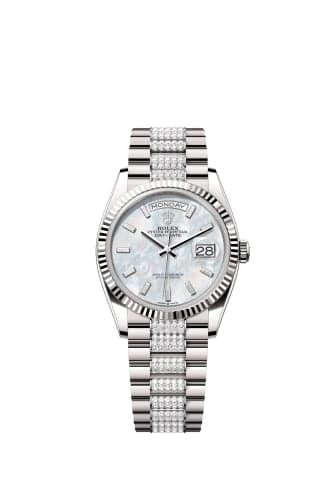 Rolex Day-Date 36 White Gold / Fluted / MOP-Diamond / President-Diamond