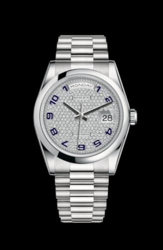 Rolex Day-Date 36 Platinum Domed / President / Paved