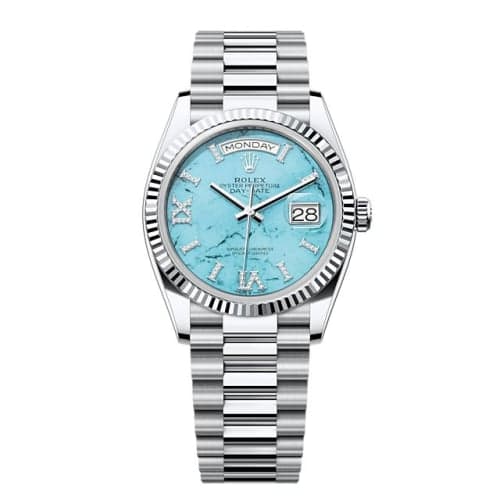 Rolex Day-Date 36 Platinum - Fluted / Turquoise / President