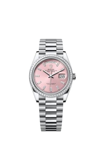 Rolex Day-Date 36 Platinum - Baguette / Pink - Baguette / President