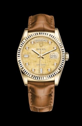 Rolex Day-Date 36 Yellow Gold Fluted / Strap / Champagne Computer