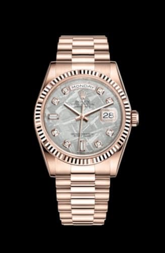 Rolex Day-Date 36 Everose Fluted / President / Meteorite