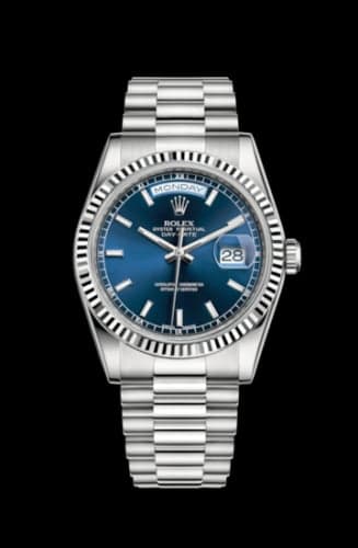 Rolex Day-Date 36 White Gold Fluted / President / Blue