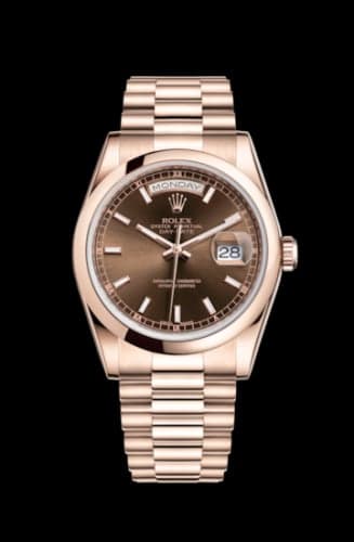 Rolex Day-Date 36 Everose Domed / President / Chocolate