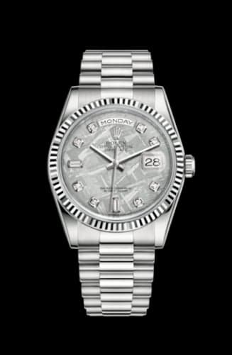 Rolex Day-Date 36 White Gold Fluted / President / Meteorite