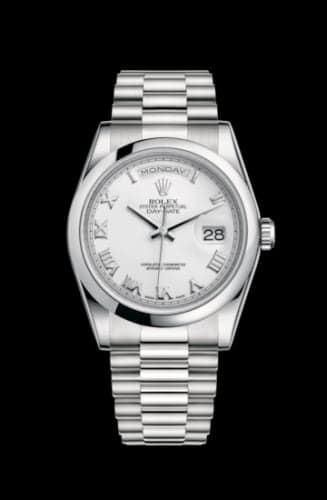 Rolex Day-Date 36 Platinum Domed / President / White Roman