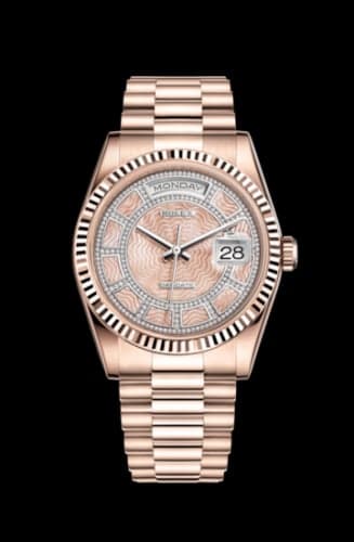 Rolex Day-Date 36 Everose Fluted / President / Pink MOP Carousel
