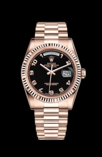 Rolex Day-Date 36 Everose Fluted / President / Black Arabic