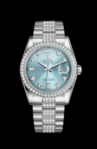 Rolex Day-Date 36 Platinum Diamonds / President Diamonds / Ice Blue Diamond