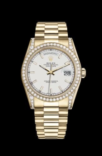 Rolex Day-Date 36 Yellow Gold Diamonds / President / White
