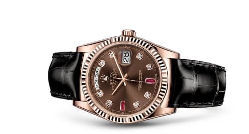 Rolex Day-Date 36 Everose / Strap / Chocolate Diamonds Rubies