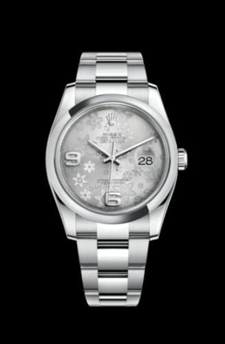 Rolex Datejust 36 Stainless Steel Domed / Oyster / Silver Floral