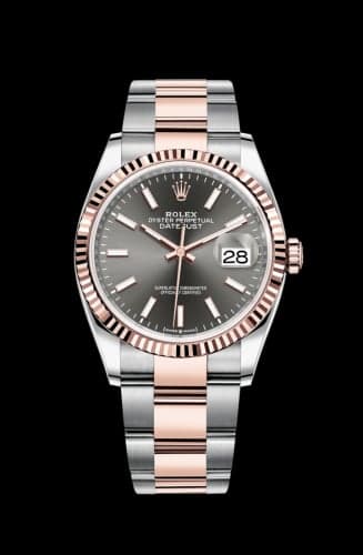 Rolex Datejust 36 Stainless Steel / Everose / Fluted / Slate / Oyster