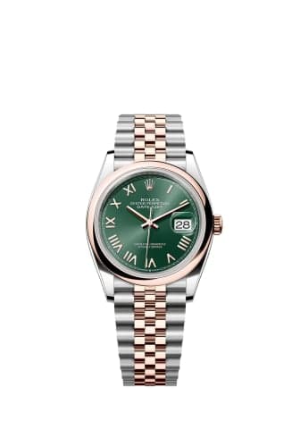 Rolex Datejust 36 Stainless Stainless Steel - Everose - Domed / Mint Green Roman / Jubilee