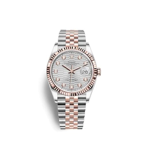 Rolex Datejust 36 Stainless Steel / Everose / Fluted / Silver - Fluted - Diamond / Jubilee