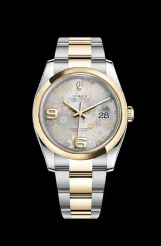 Rolex Datejust 36 Rolesor Yellow Domed / Oyster / Silver Floral