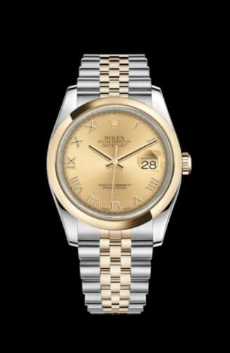 Rolex Datejust 36 Rolesor Yellow Domed / Jubilee / Champagne Roman