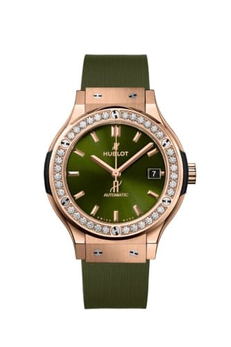 Hublot Classic Fusion 38 King Gold - Diamond / Green / Rubber