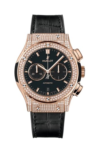 Hublot Classic Fusion 42 Chronograph King Gold - Pavé / Black / Alligator