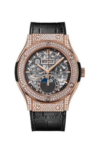 Hublot Classic Fusion Aerofusion Moonphase King Gold - Pavé / Alligator
