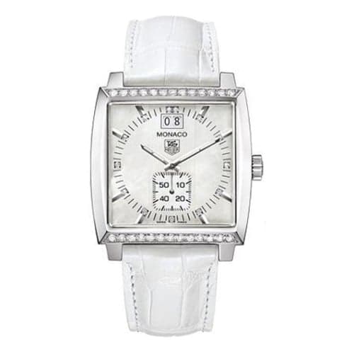 TAG Heuer Monaco Quartz Big Date Stainless Steel / Diamond / MOP / Alligator