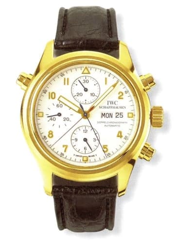 IWC Schaffhausen Pilot's Watch Doppelchronograph Yellow Gold / White / Italian