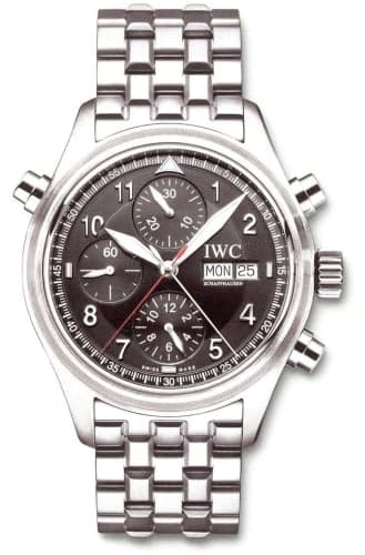 IWC Schaffhausen Pilot's Watch Spitfire Double Chronograph Stainless Steel / Black / Italian / Bracelet