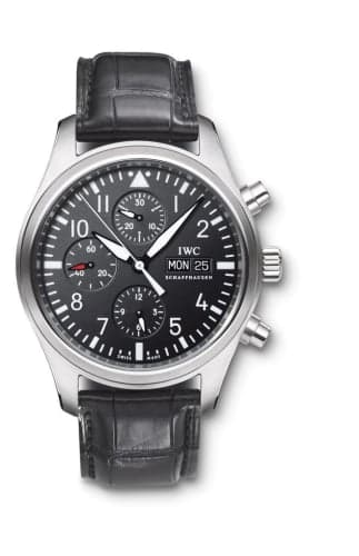 IWC Schaffhausen Pilot's Watch Chronograph Stainless Steel / Black / Strap