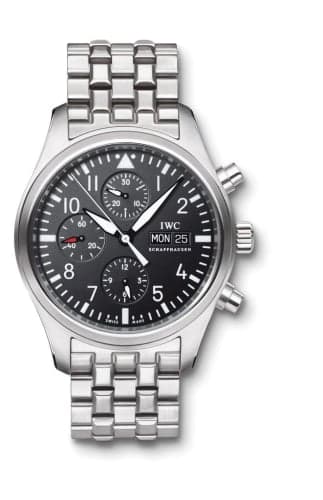 IWC Schaffhausen Pilot's Watch Chronograph Stainless Steel / Black / Bracelet
