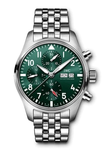 IWC Schaffhausen Pilot's Watch Chronograph 41 Stainless Steel / Green / Bracelet