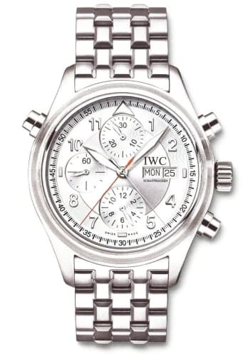 IWC Schaffhausen Pilot's Watch Spitfire Double Chronograph Stainless Steel / Silver / Italian / Bracelet