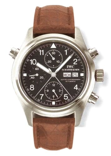 IWC Schaffhausen Pilot's Watch Doppelchronograph Stainless Steel / Black / French / Strap