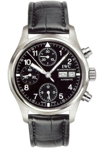 IWC Schaffhausen Pilot's Watch Chronograph Stainless Steel / Black / French / Strap