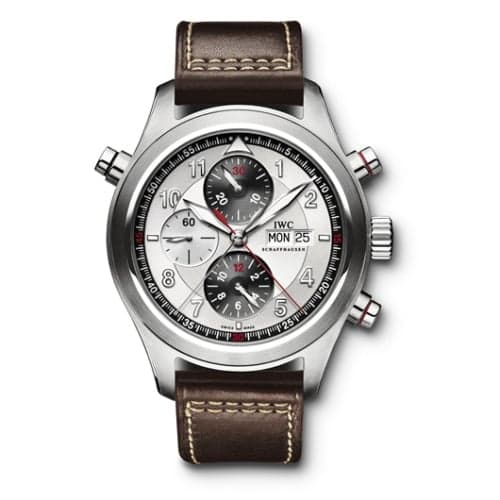 IWC Schaffhausen Pilot's Watch Spitfire Double Chronograph Stainless Steel / Panda / Strap
