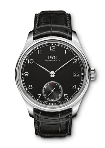 IWC Schaffhausen Portuguese Hand-Wound Eight Days Stainless Steel / Black