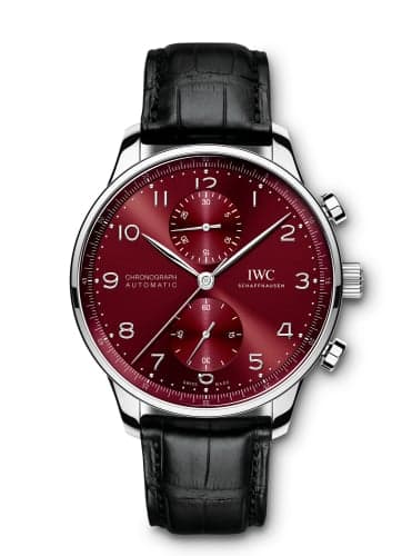 IWC Schaffhausen Portugieser Chronograph Stainless Steel / Burgundy