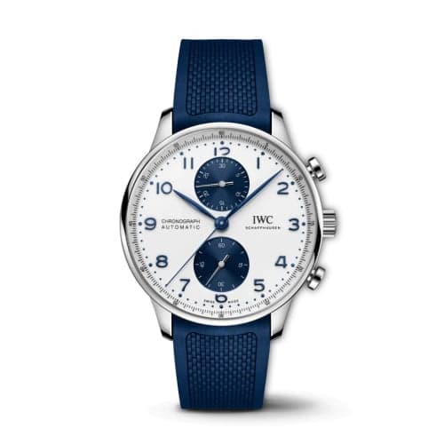 IWC Schaffhausen Portugieser Chronograph Stainless Steel / Silver - Blue / Rubber