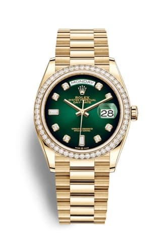 Rolex Day-Date 36 Yellow Gold / Diamond / Green Ombré - Diamond / President