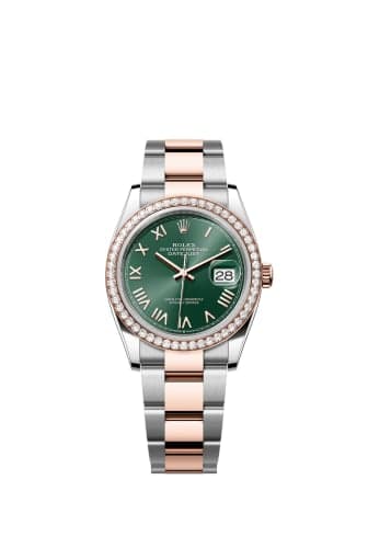 Rolex Datejust 36 Stainless Stainless Steel - Everose - Diamond / Mint Green Roman / Oyster