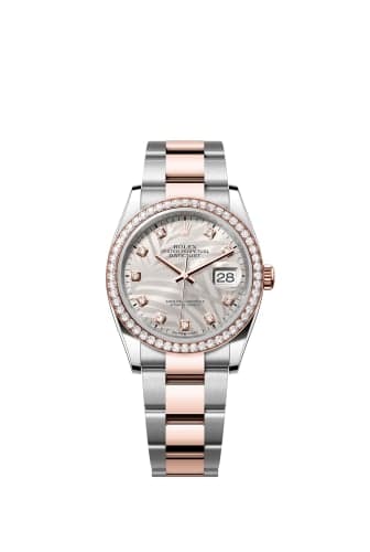 Rolex Datejust 36 Stainless Steel / Everose / Diamond / Silver - Palm - Diamond / Oyster