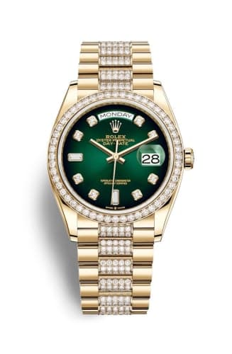 Rolex Day-Date 36 Yellow Gold / Diamond / Green Ombré - Diamond / President - Diamond