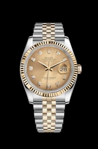 Rolex Datejust 36 Rolesor Yellow Fluted / Jubilee / Champagne Diamonds