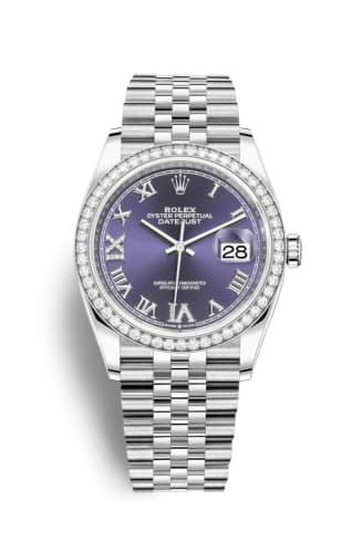 Rolex Datejust 36 Stainless Steel / Diamond / Aubergine Roman-Diamonds / Jubilee