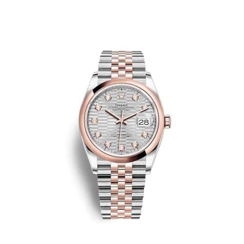 Rolex Datejust 36 Stainless Steel / Everose / Domed / Silver - Fluted - Diamond / Jubilee